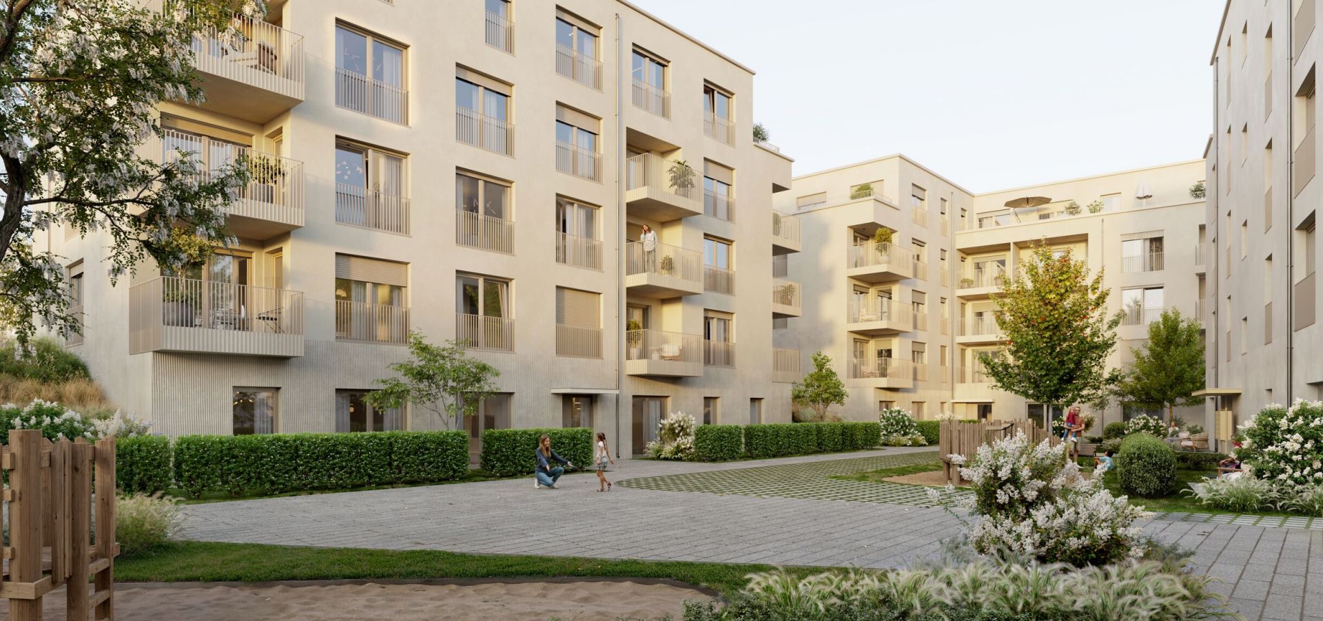 Visualisierung des Quartiers mit Spielplatz