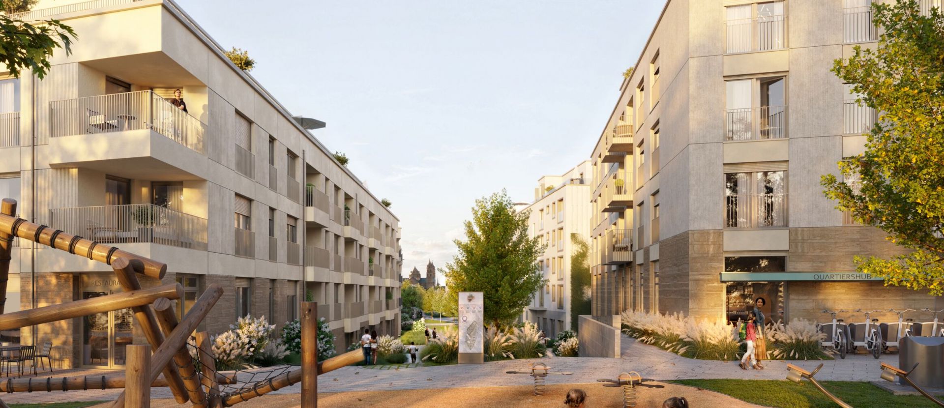 Visualisierung des Quartiers mit Spielplatz