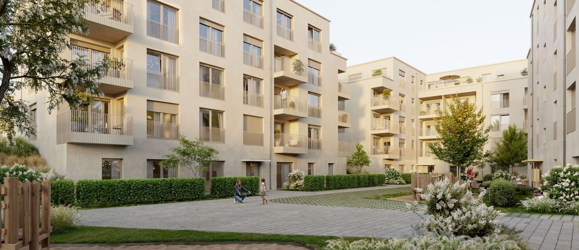 Visualisierung des Quartiers mit Spielplatz